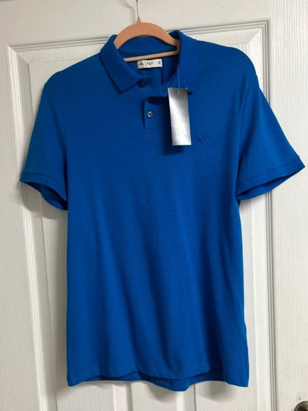 F&F Bright Blue Mens Short Sleeve Polo Shirt Size S BNWT - Picture 1 of 5